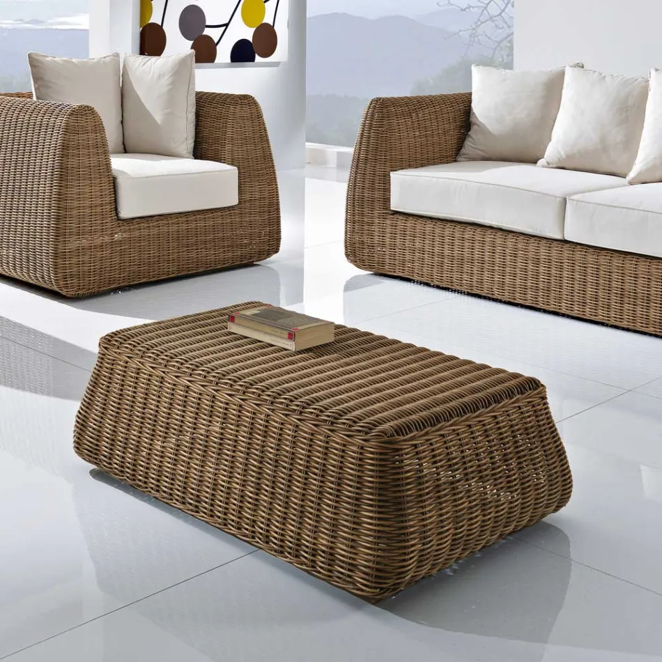 Outdoor Coffee Table in Hand Woven Polyrattan - Charlie Viadurini