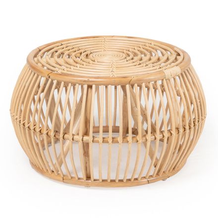 Outdoor Coffee Table in Natural Rattan Woven Completely by Hand - Bellaria Viadurini