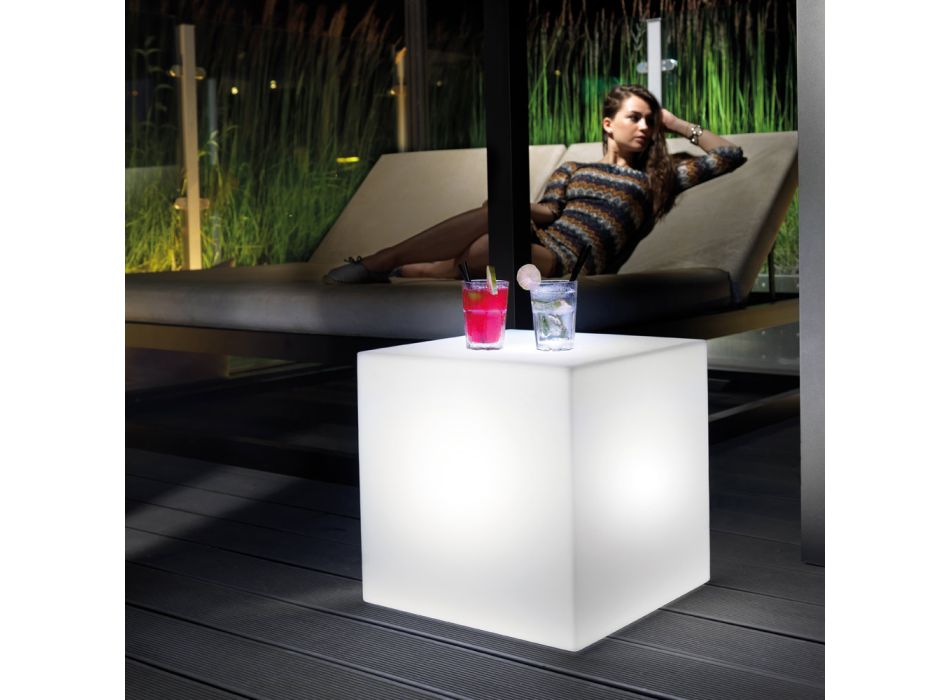 Bright Outdoor Coffee Table in White Polyethylene Made in Italy - Derti Viadurini