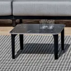 Square Outdoor Coffee Table in Aluminum and High Quality Stoneware - Filomena Viadurini