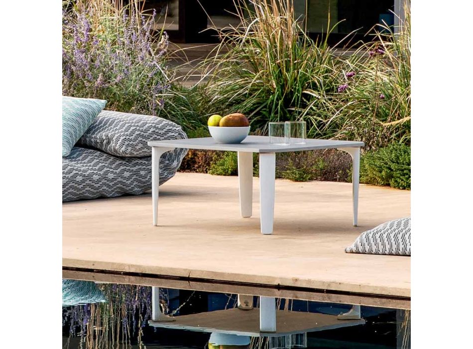 Square Outdoor Coffee Table in Aluminum and High Quality Stoneware - Filomena Viadurini