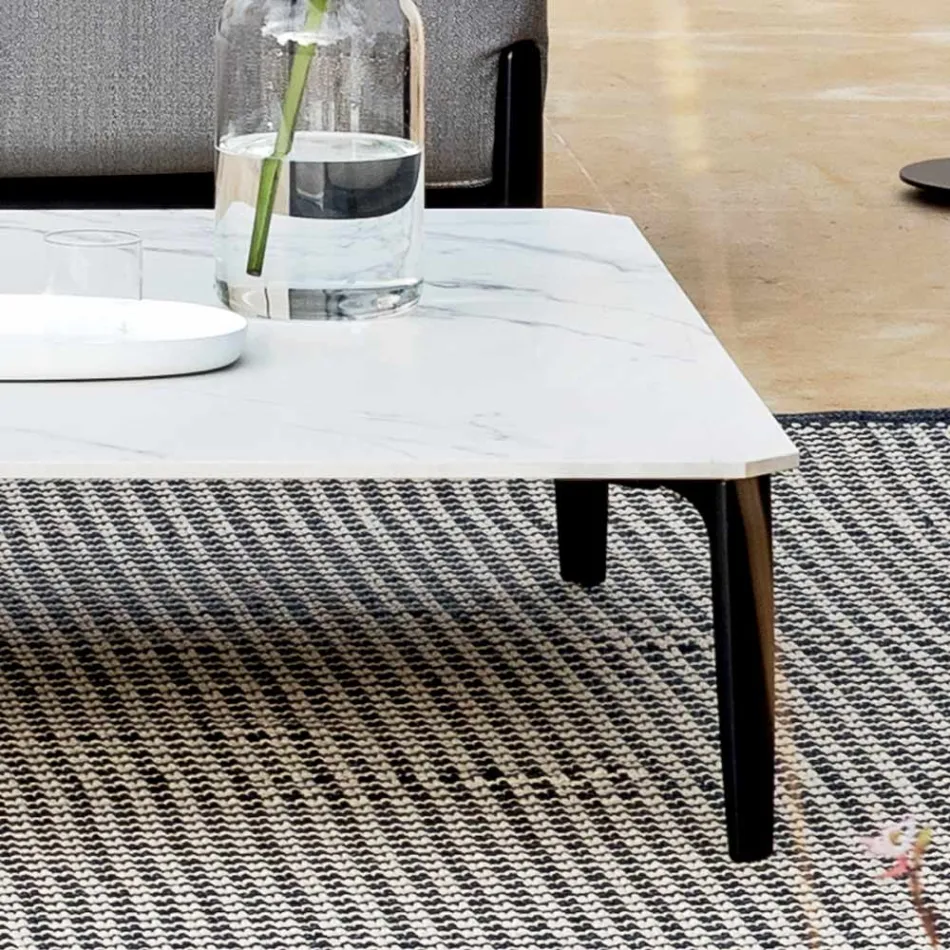 Square Outdoor Coffee Table in Aluminum and High Quality Stoneware - Filomena Viadurini