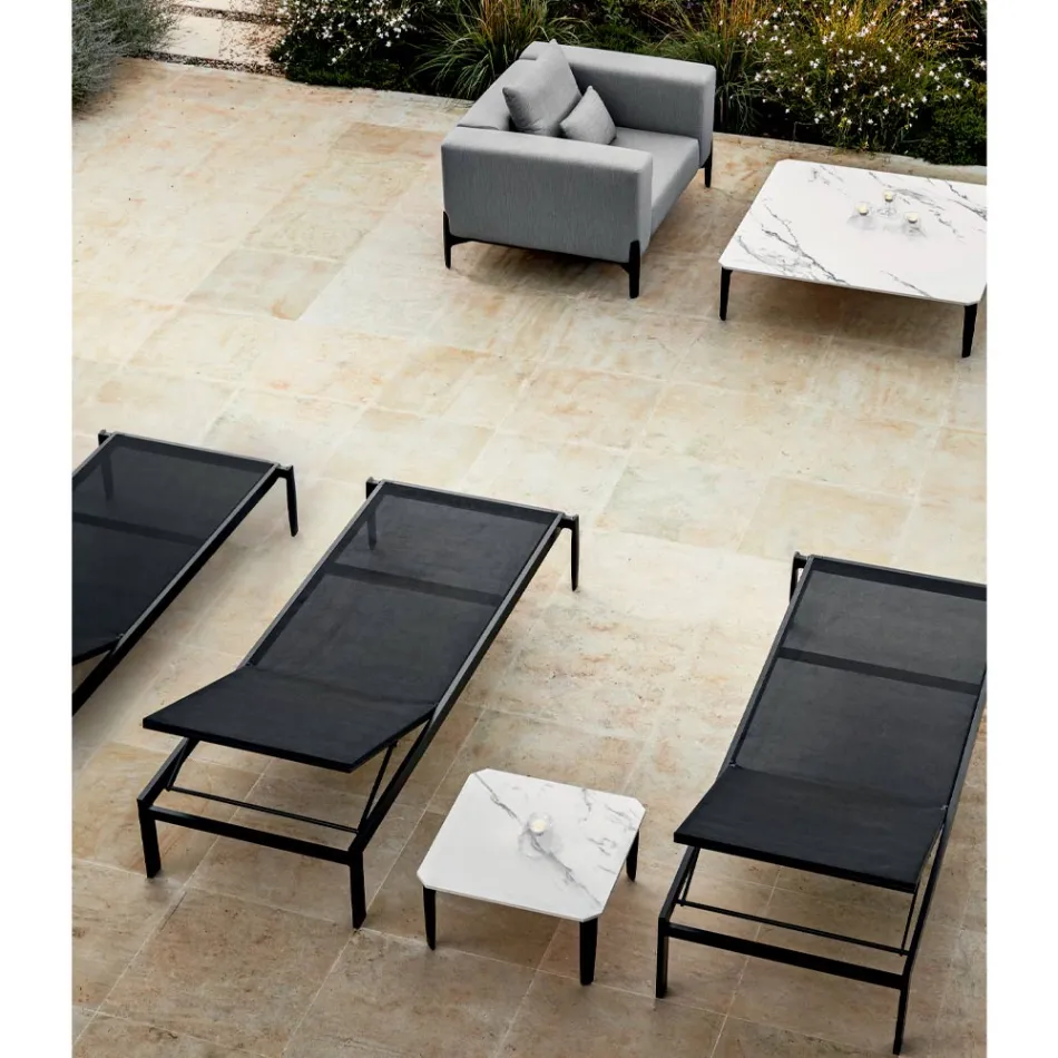 Square Outdoor Coffee Table in Aluminum and High Quality Stoneware - Filomena Viadurini