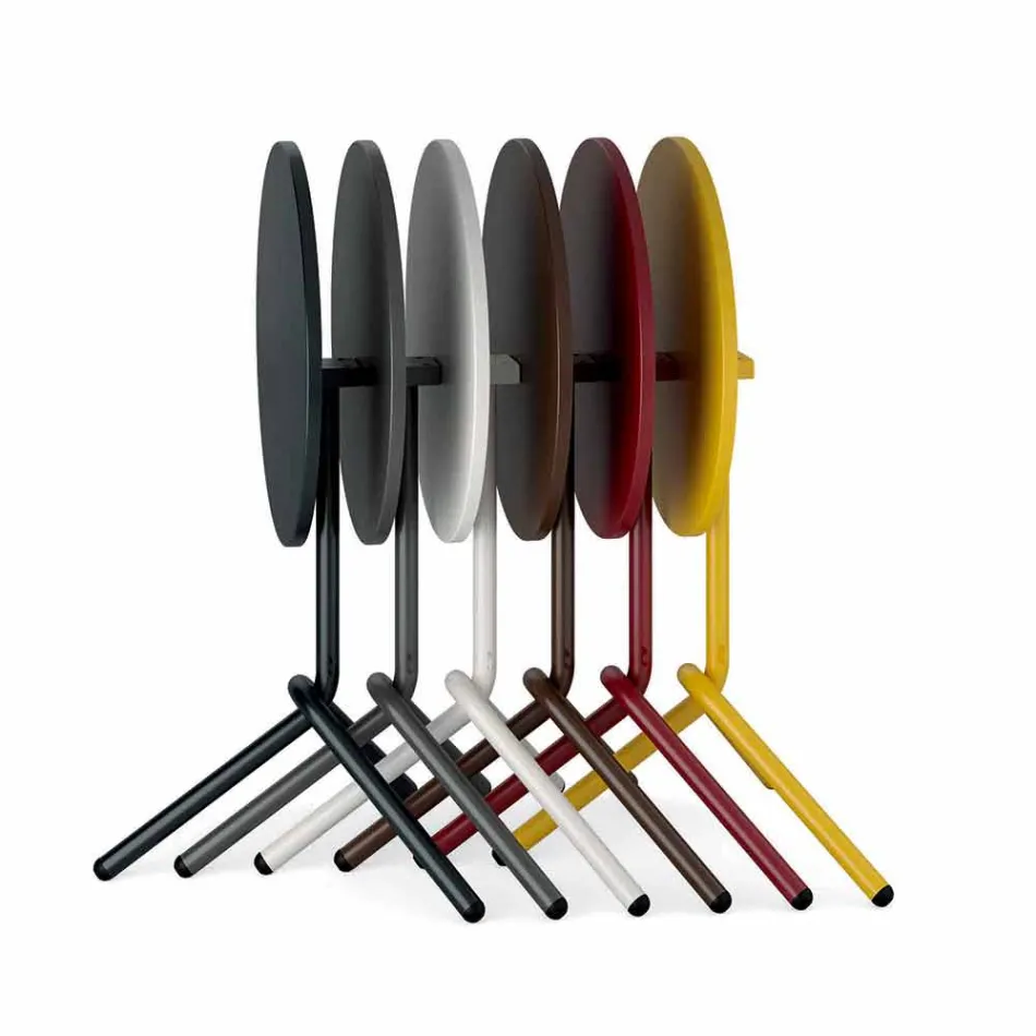 Round Outdoor Metal and Sheet Metal Table Made in Italy - Alberic Viadurini