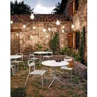 Round Outdoor Metal and Sheet Metal Table Made in Italy - Alberic Viadurini