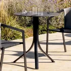Round Reclining Outdoor Coffee Table with 3 Legs in Aluminum 2 Colors - Filomena Viadurini