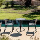 Round Reclining Outdoor Coffee Table with 3 Legs in Aluminum 2 Colors - Filomena Viadurini