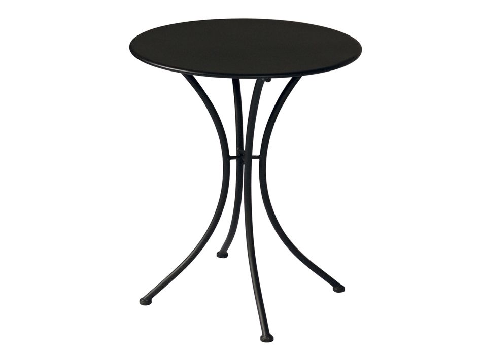 Garden Coffee Table in Black Painted Iron with Round Top - Gendron Viadurini