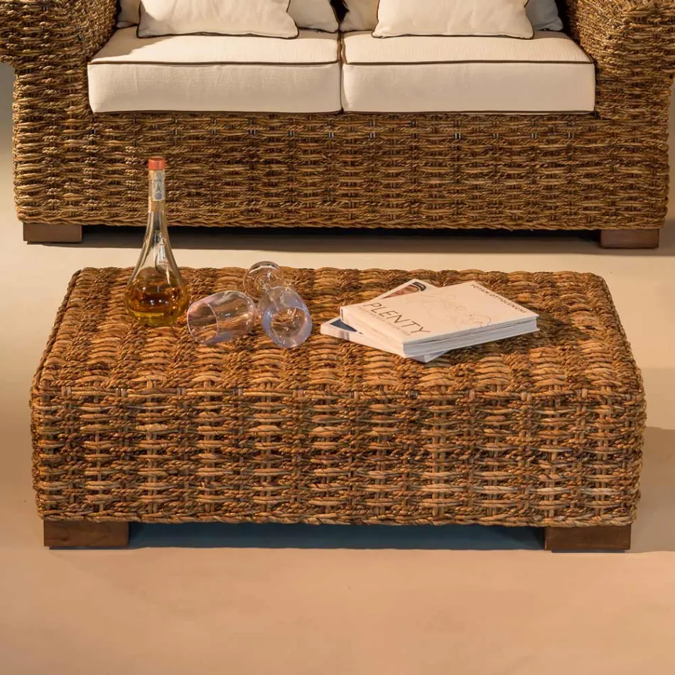 Garden Coffee Table in Natural Abaca Fiber - Lagertha Viadurini