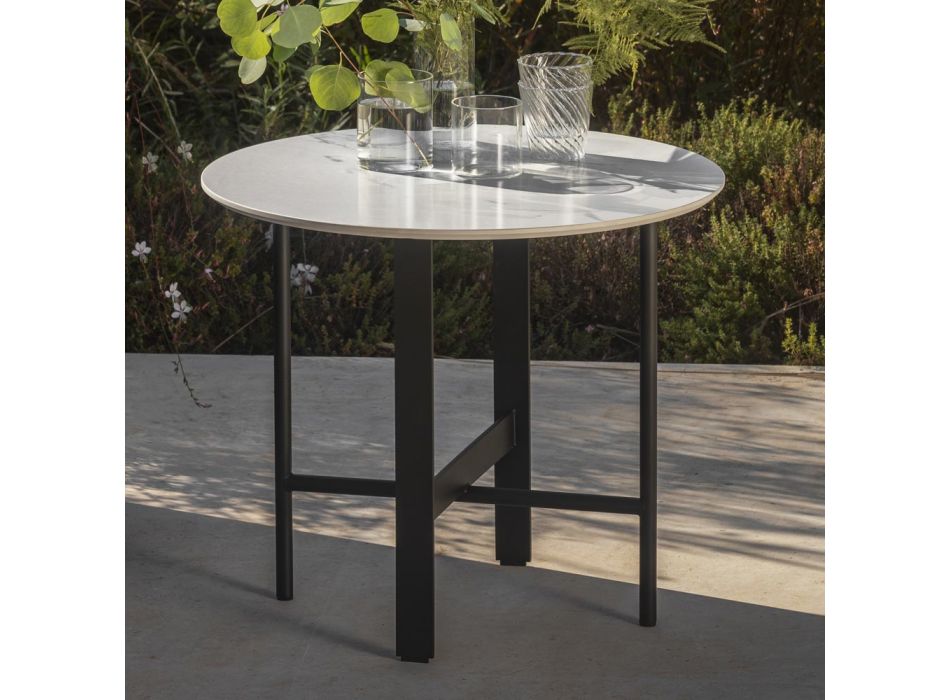 Garden Coffee Table in Stoneware and Steel Made in Italy - Begin by Myyour Viadurini