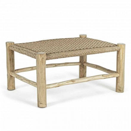 Garden Coffee Table in Teak Branches with Top in Woven Fiber - Tecno Viadurini