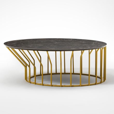 Garden coffee table in glass ceramic and metal Made in Italy - Guerrino Viadurini