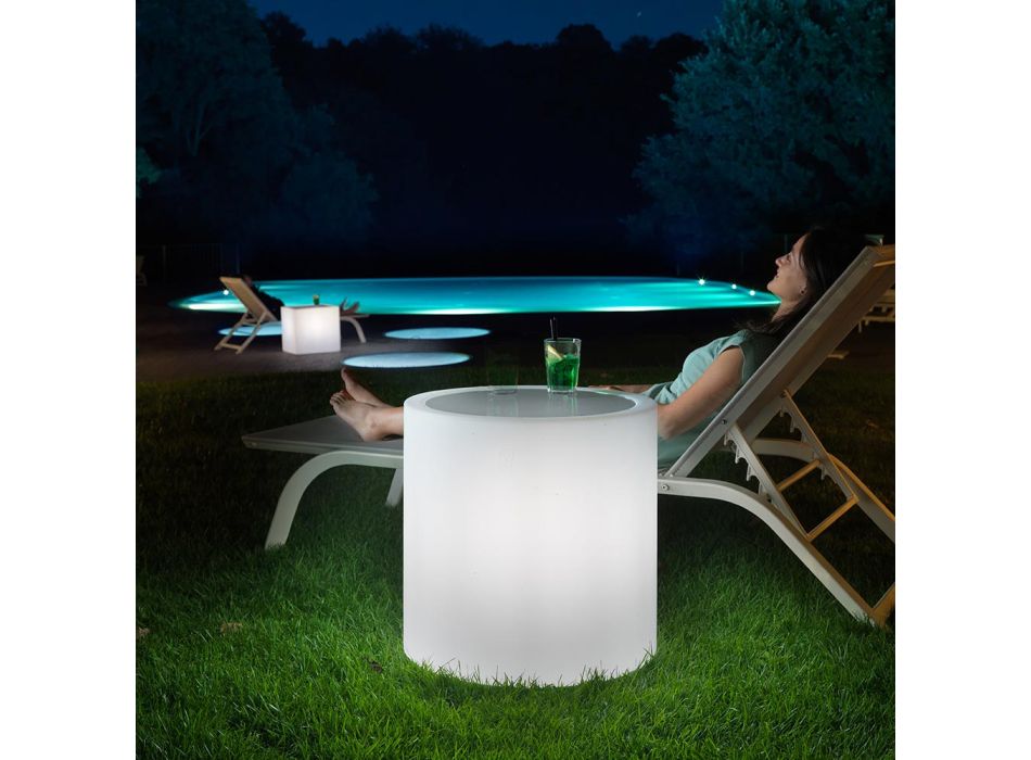 Bright Garden Coffee Table in White Polyethylene Made in Italy - Derti Viadurini