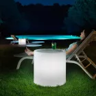 Derti - Illuminated Garden Table in Pearl Polyethylene Made in Italy Viadurini