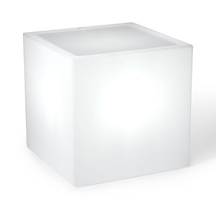 Derti - Illuminated Garden Table in Pearl Polyethylene Made in Italy Viadurini