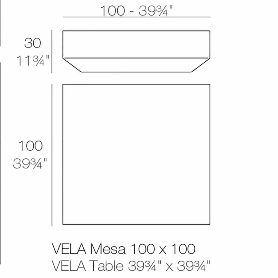 Square modern garden side table Vela by Vondom, in polyethylene Viadurini