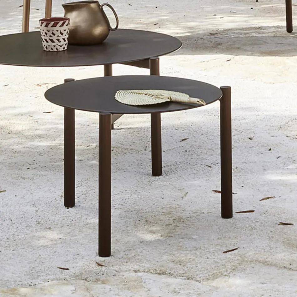 Round Garden Coffee Table in Painted Aluminum - Bahia by Varaschin Viadurini