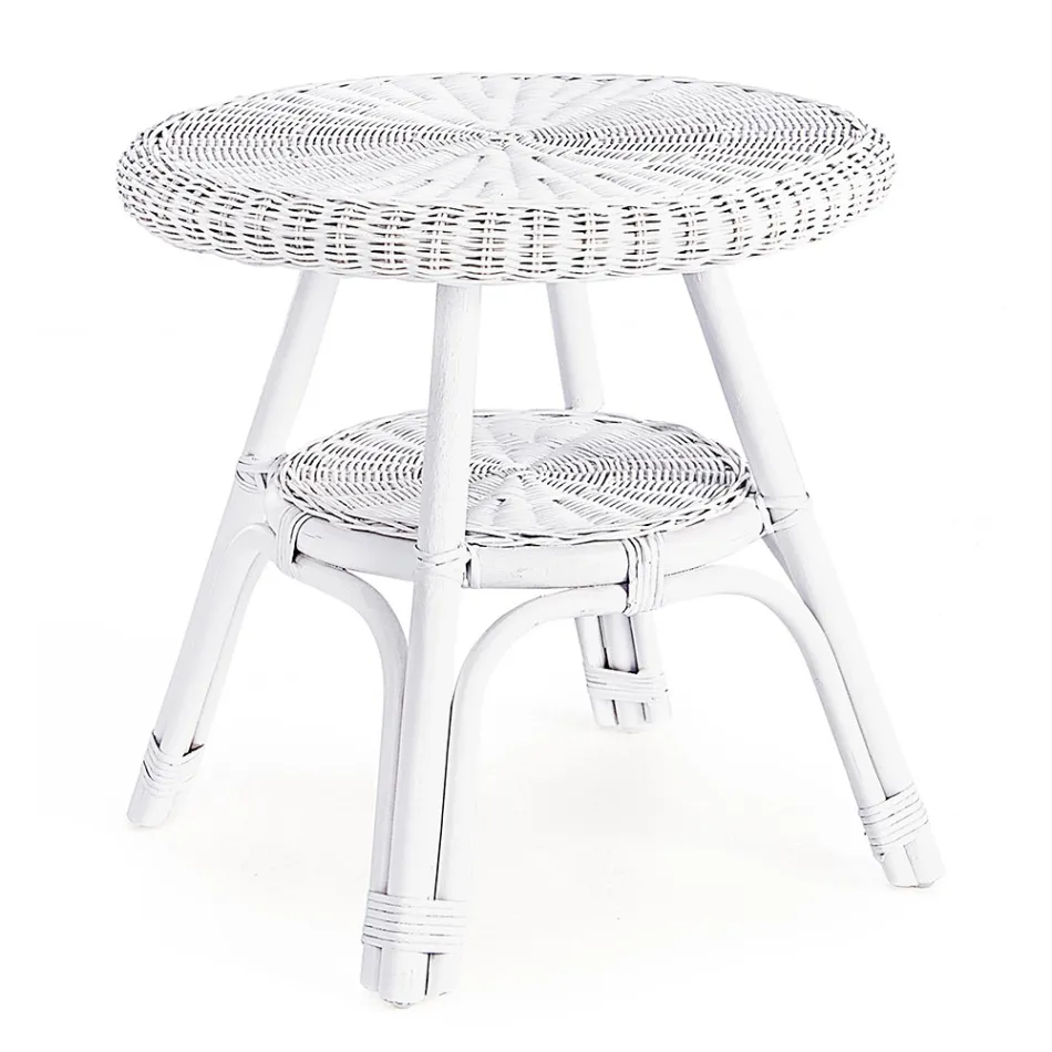 Round Garden Coffee Table in Designer Rattan, Diameter 52 cm - Favolizia Viadurini