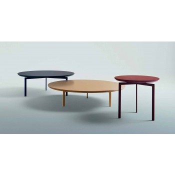 3 Legs Coffee Table in Steel and Colored Wood Top - Pretty