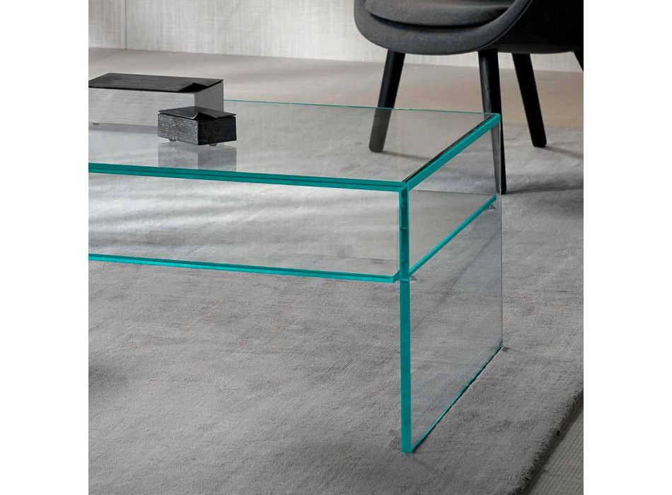 Bridge coffee table in extra-clear glass Made in Italy - Tifrana Viadurini
