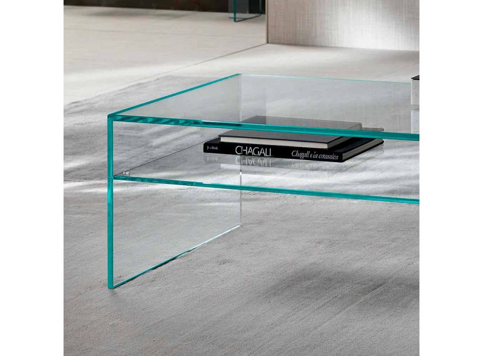 Bridge coffee table in extra-clear glass Made in Italy - Tifrana Viadurini
