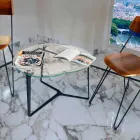 Artisan Coffee Table in Glass and Steel Made in Italy - Alicante Viadurini