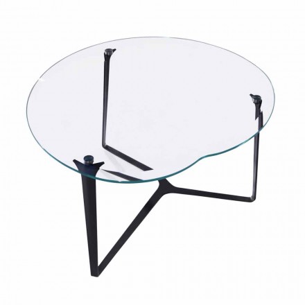 Artisan Coffee Table in Glass and Steel Made in Italy - Alicante Viadurini