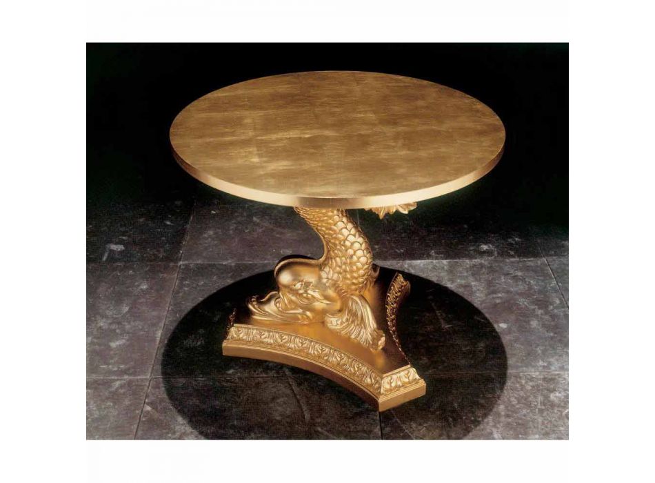 Classic carved solid wood coffee table, Ciro Viadurini