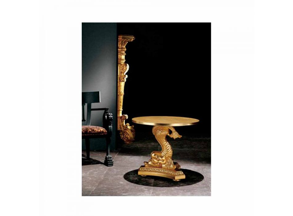 Classic carved solid wood coffee table, Ciro Viadurini