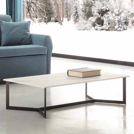 Coffee Table with Hpl Top White Marble Effect Made in Italy - Indio Viadurini