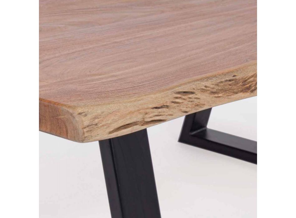 Homemotion Modern Coffee Table with Acacia Wood Top - Vinni Viadurini