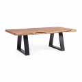 Homemotion Modern Coffee Table with Acacia Wood Top - Vinni