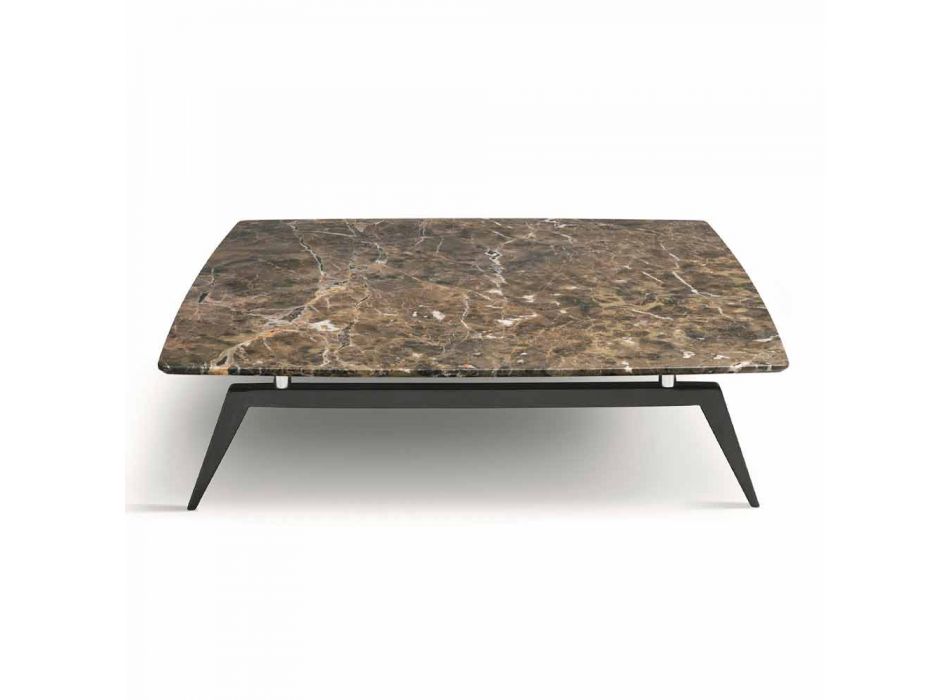 Coffee Table with Marble Top and Wooden Base Made in Italy - Raise Viadurini