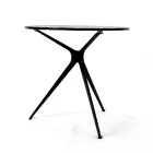 Coffee Table with Round Glass Top and 3 Legs Made in Italy - Siste Viadurini