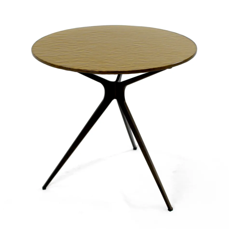 Coffee Table with Round Glass Top and 3 Legs Made in Italy - Siste Viadurini