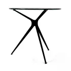 Coffee Table with Round Glass Top and 3 Legs Made in Italy - Siste Viadurini