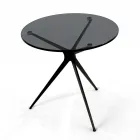 Coffee Table with Round Glass Top and 3 Legs Made in Italy - Siste Viadurini
