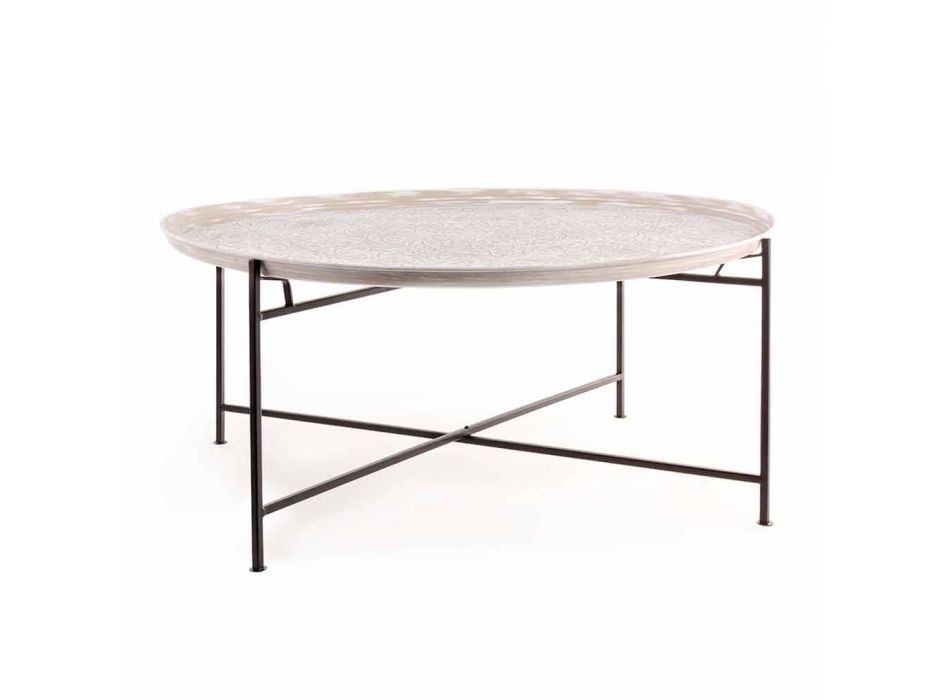 Homemotion Coffee Table with Round Top and Steel Base - Tullio Viadurini