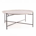 Homemotion Coffee Table with Round Top and Steel Base - Tullio