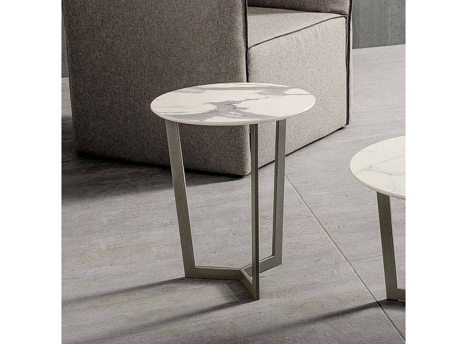 Coffee Table with Round Top in Laminated HPL Made in Italy - Mina Viadurini