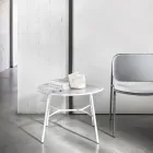 Coffee Table with Round Marble Top Made in Italy - Makino Viadurini