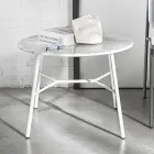 Coffee Table with Round Marble Top Made in Italy - Makino Viadurini