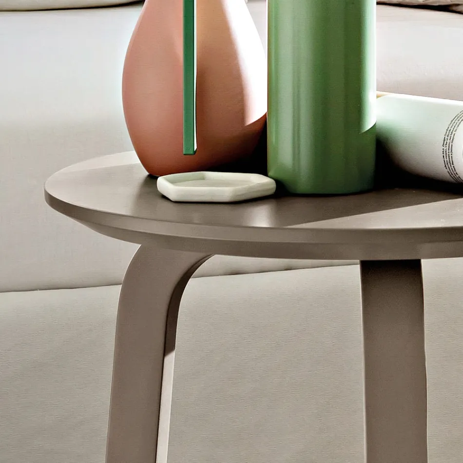 Living Room Coffee Table with Round Lacquered MDF Top Made in Italy, Precious - Tobiko Viadurini