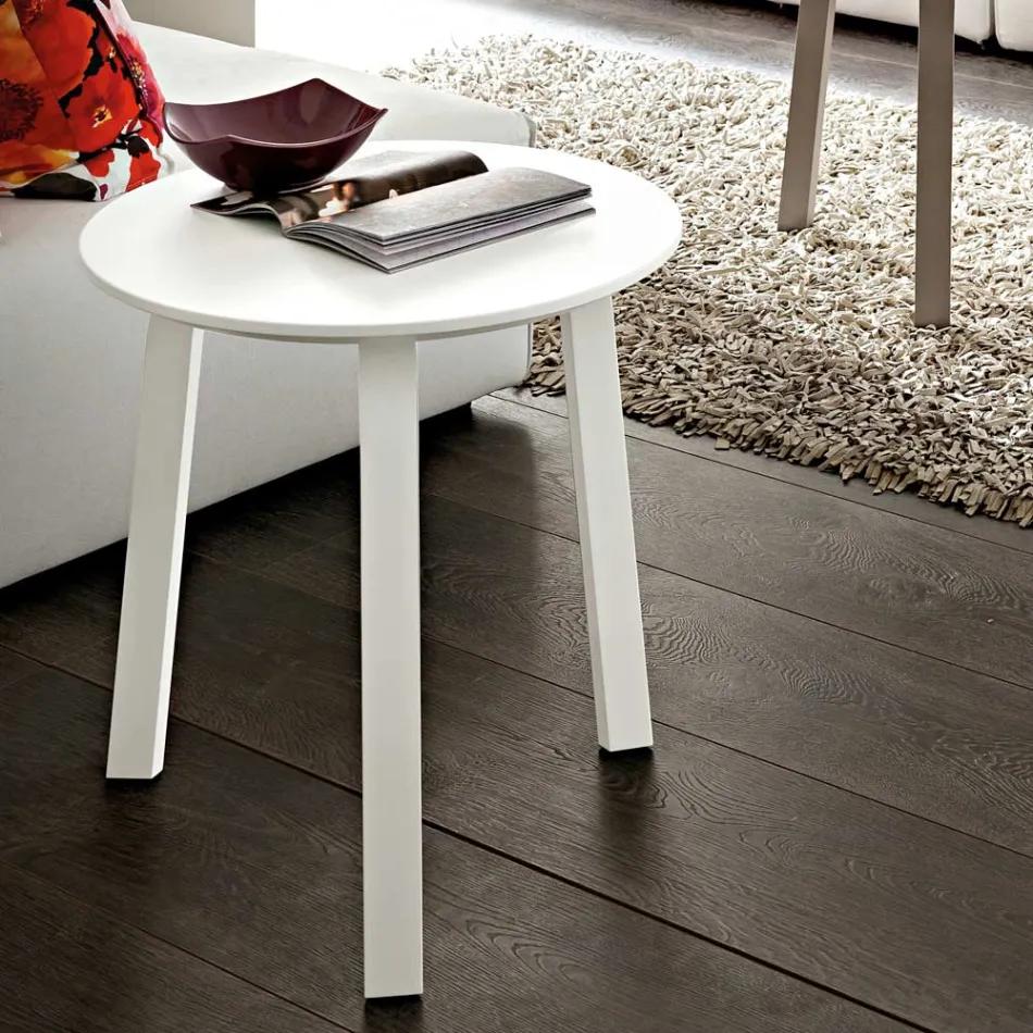 Living Room Coffee Table with Round Lacquered MDF Top Made in Italy, Precious - Tobiko Viadurini