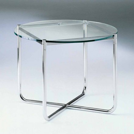 Coffee Table with Round Glass Top Made in Italy - Costanza Viadurini