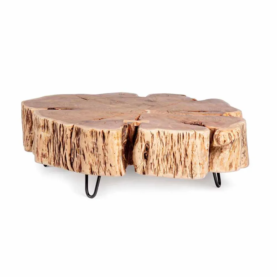 Homemotion Coffee Table with Shaped Top in Acacia Wood - Nabucco Viadurini