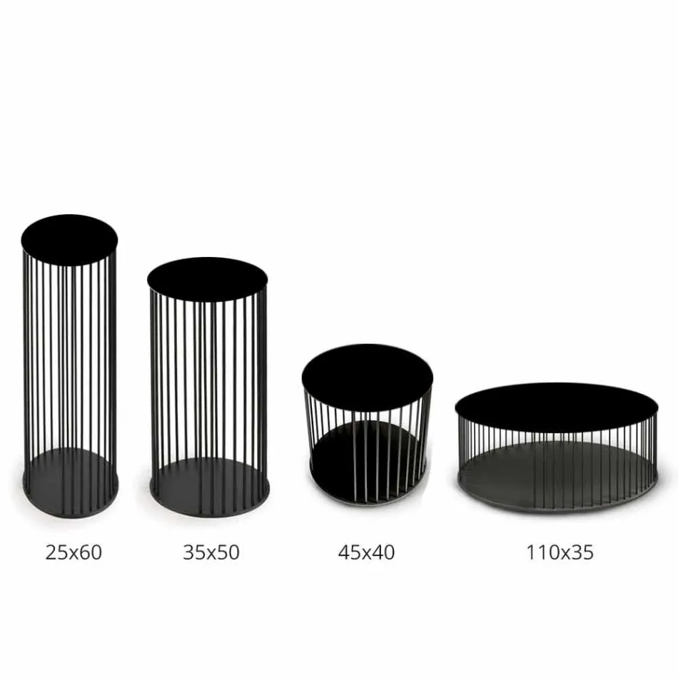 Coffee Table with Round Wooden Top Made in Italy - Montebianco Viadurini