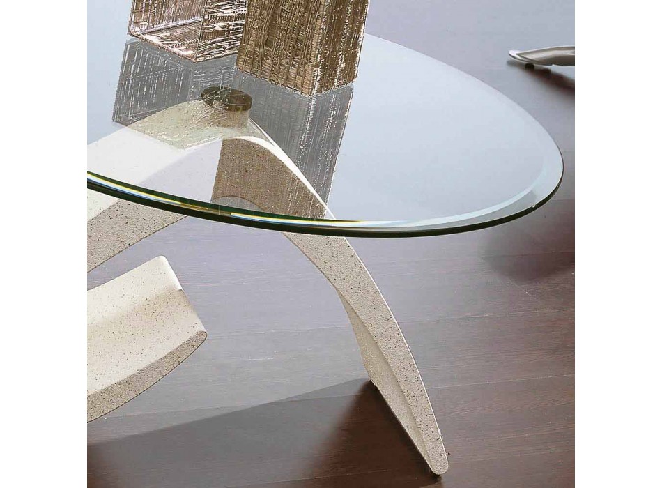Coffee Table with Round Top in Glass Made in Italy, Precious - Brachetto Viadurini