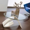 Coffee Table with Round Top in Glass Made in Italy, Precious - Brachetto