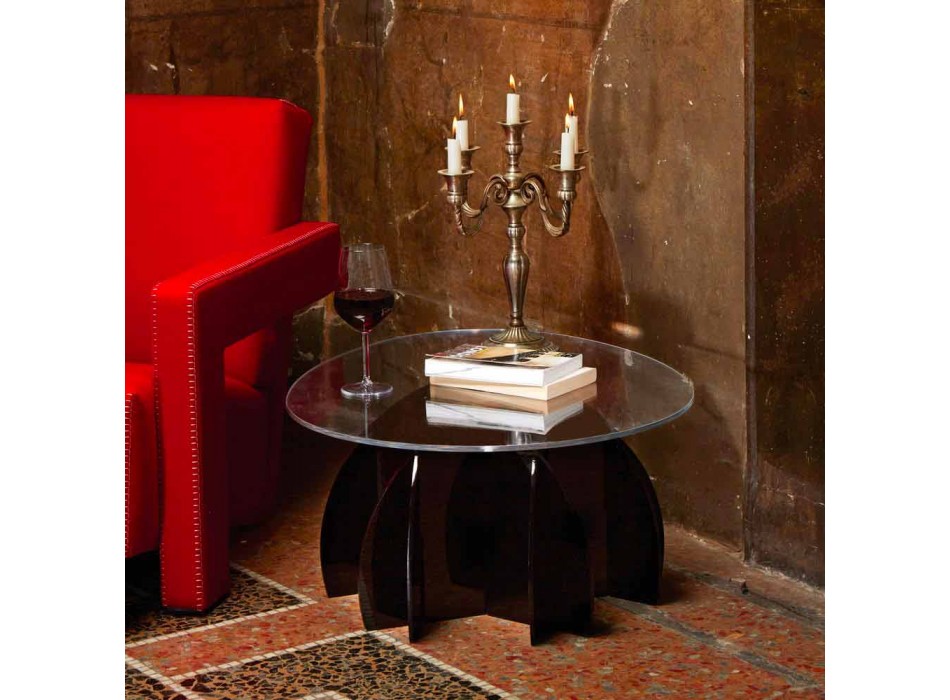 Coffee table with transparent shelf and black / satin base Phil Viadurini